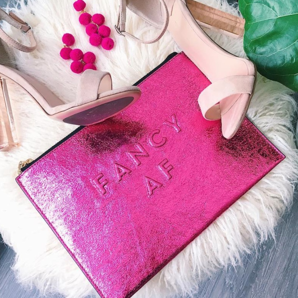 Milly Fancy AF Pink Metallic Clutch